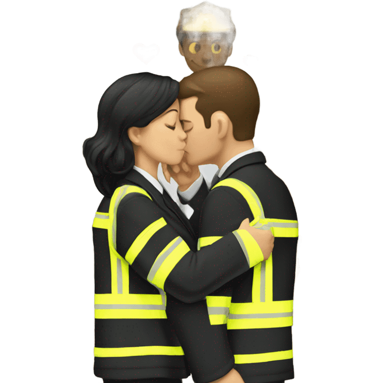 Male fireman kissing female lawyer  emoji