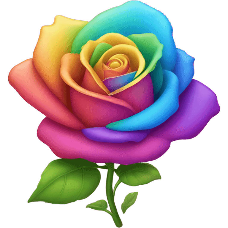 Smiling rainbow colored rose emoji