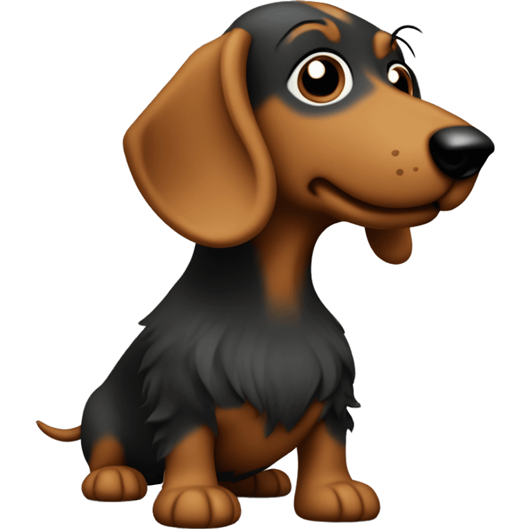 Very Wired haired sausage dog from the side standing dark Color  emoji