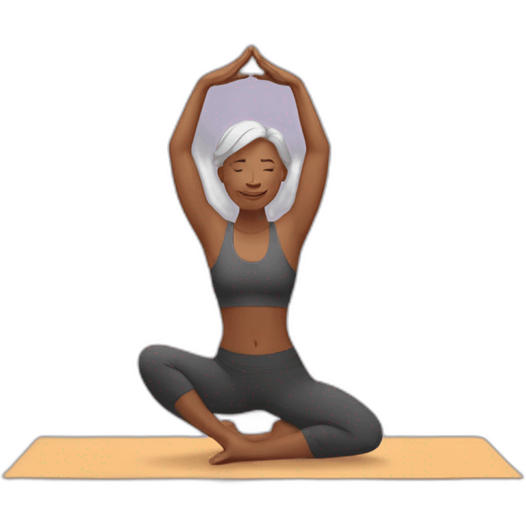 40 year old lady doing yoga emoji