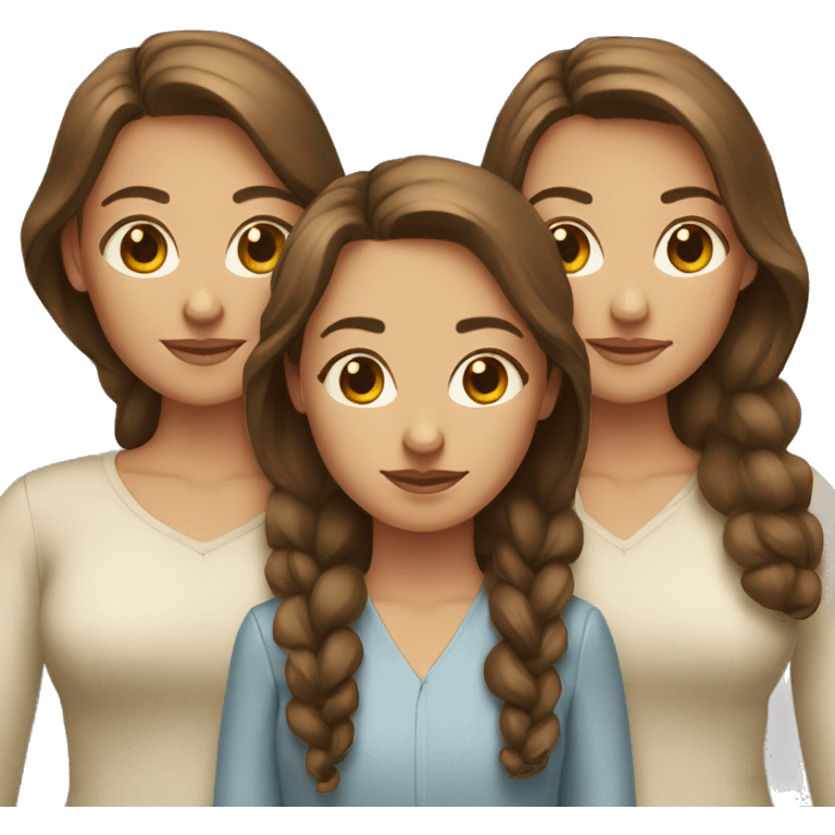 Three sisters all with different lengths of brown hair Caucasian  emoji