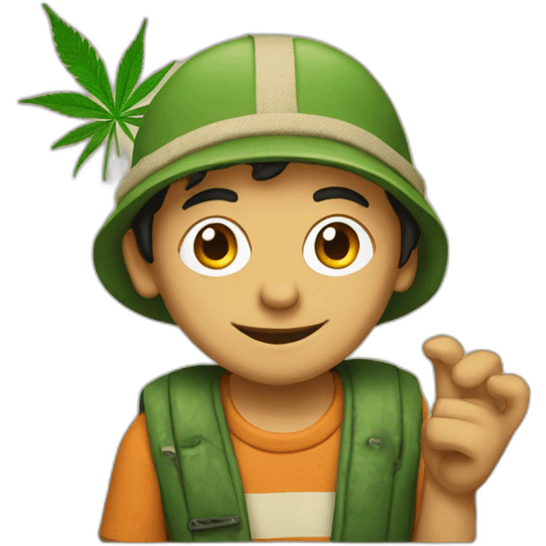 El chavo holds cannabis emoji