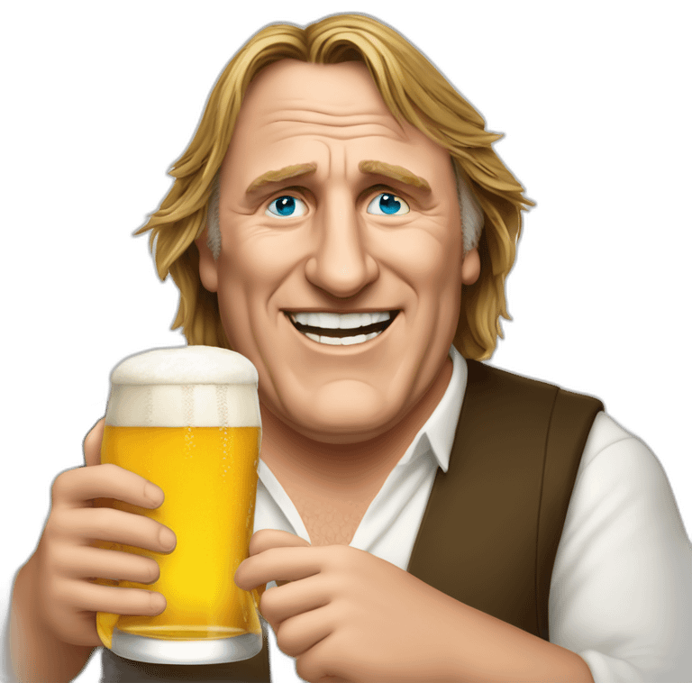 Depardieu une bière à la main emoji