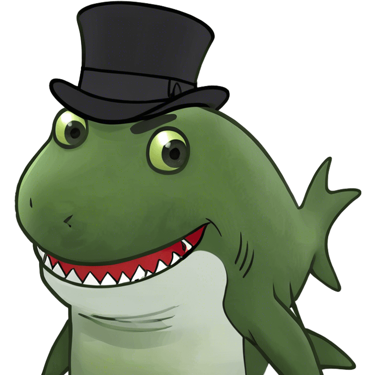 Shark with a top hat emoji