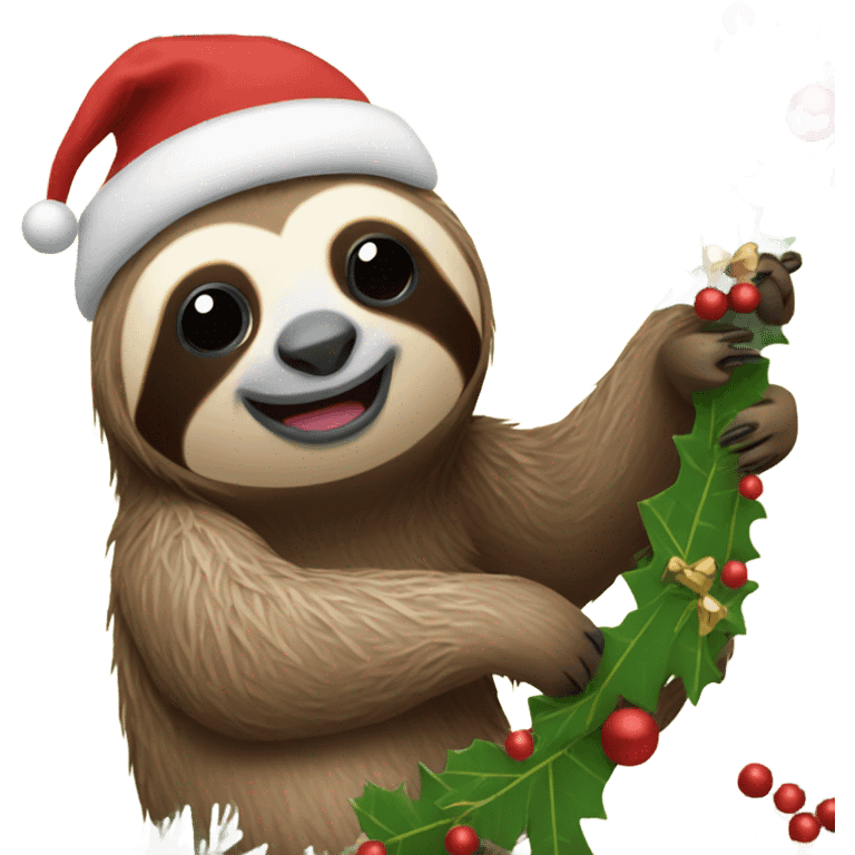 sloth decorating for christmas  emoji