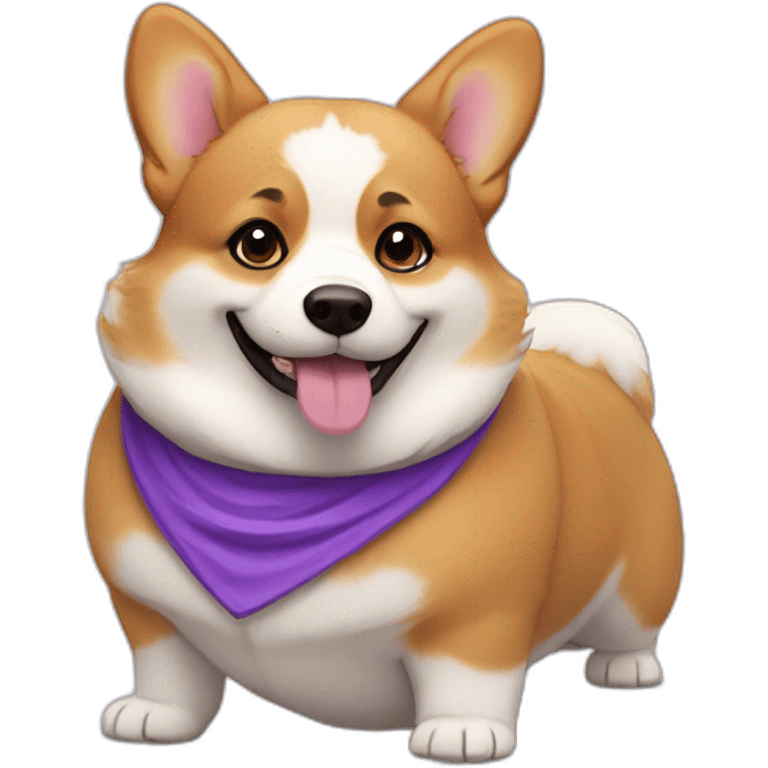 very fat corgi with purple hair girl emoji