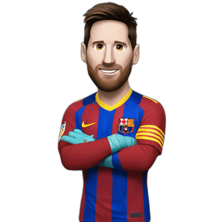 Messi with gloves  emoji