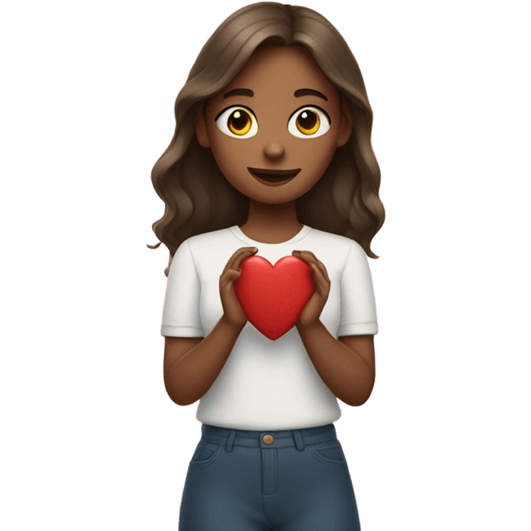 Girl with heart hands emoji