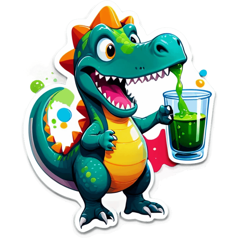 dinosaur holding a beaker emoji