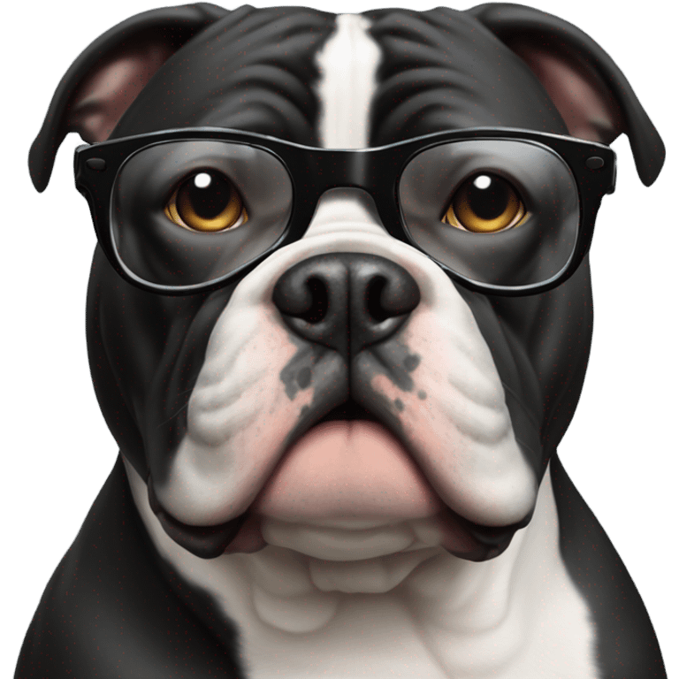 Black American Bully with tinted glasses emoji