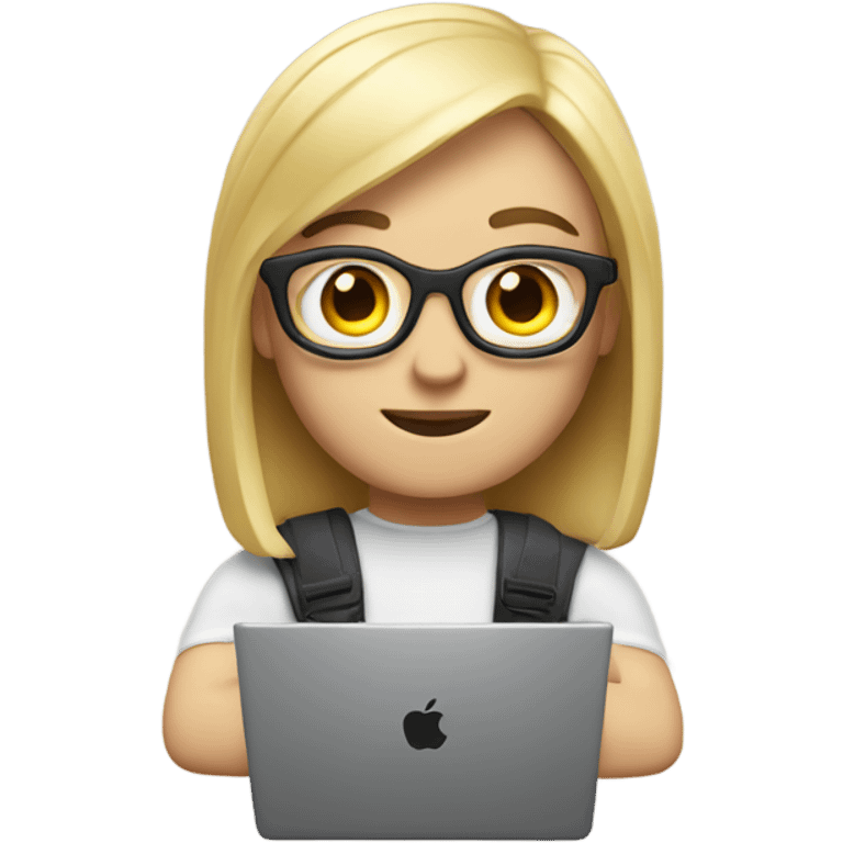 memoji of a white youtube with a laptop, apple style emoji