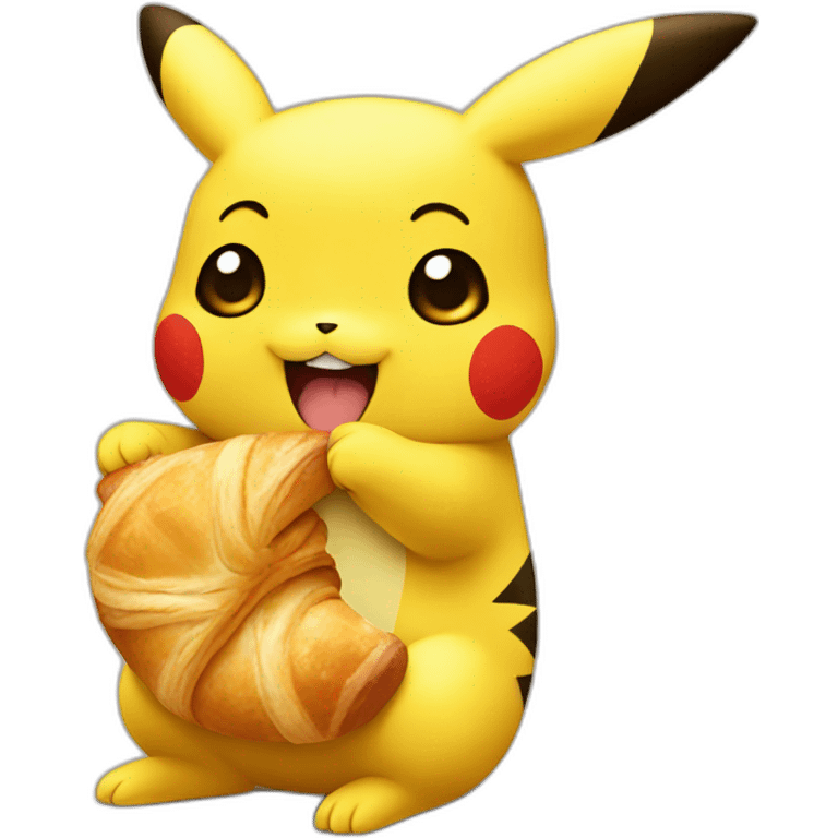 pikachu eating a croissant emoji