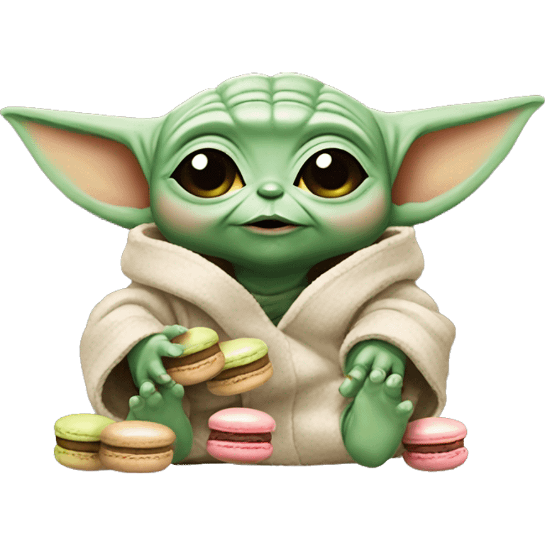 Baby Yoda with macaron  emoji