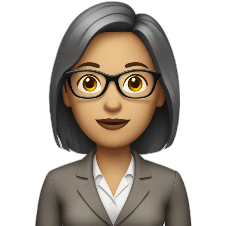 professional woman with glasses holding paper emoji