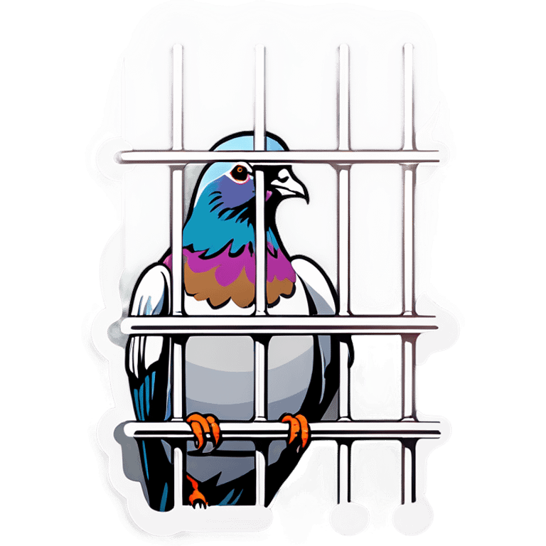 Pigeon behind bars emoji