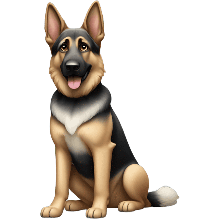 German shepherd dog more black white and grey, wearing American flag collar who weighs 90 pounds and is a good boy emoji