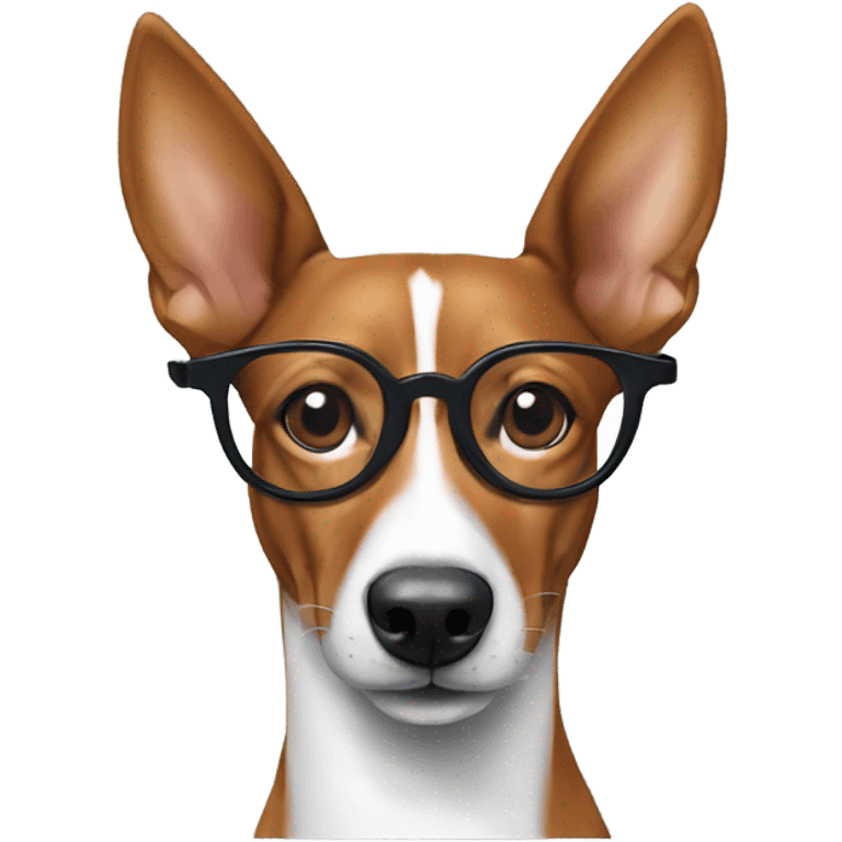 Basenji wearing glasses emoji