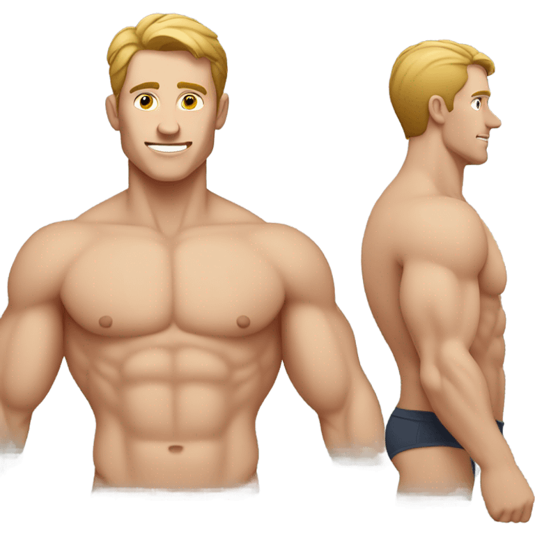 athetlic white man shirtless not too muscular emoji