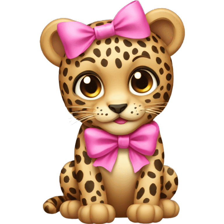 Leopard with pink bow  emoji