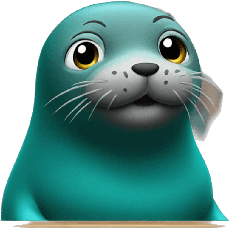 teal seal giving a speech at a podium emoji