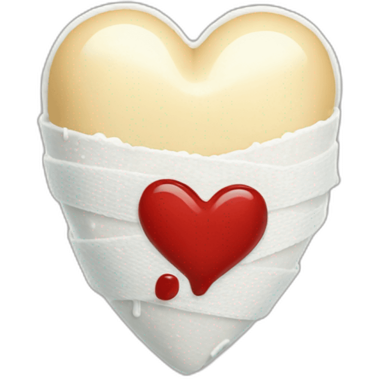 bandaged heart with cream dripping from the bottom emoji