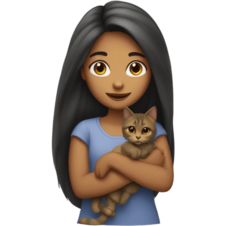 Girl ei tu long hair and olive skin with cat emoji