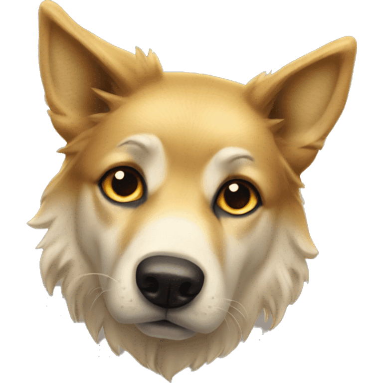 realistic animal close up golden point ears emoji Wolf salvation dog  emoji