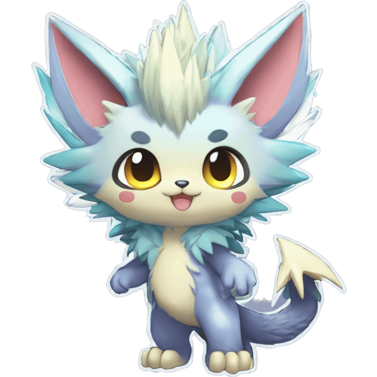 Anthro Scalie Spiky Cool Edgy Magical Shiny Colorful Pastel Sparkle Kemono-style Chibi Fantasy-Animal-Fakémon-Pokémon-Hybrid Fur Sona Aesthetic Full Body emoji