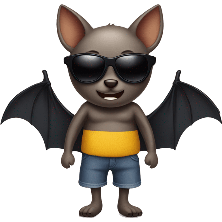 Bat with shorts and sunglasses emoji