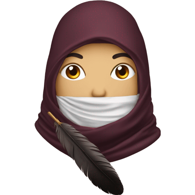 a feather quill and an open  SCROLL burqundy emoji