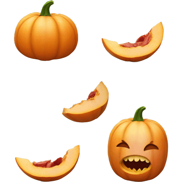 pumpkin eating a peach with its meat out  emoji