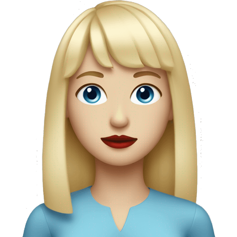 blonde girl with bangs blue eyes and red lips emoji