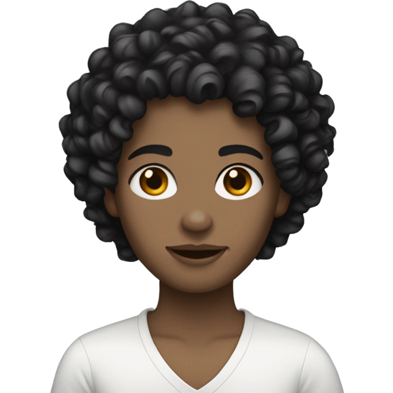 black curly hair and white skin emoji