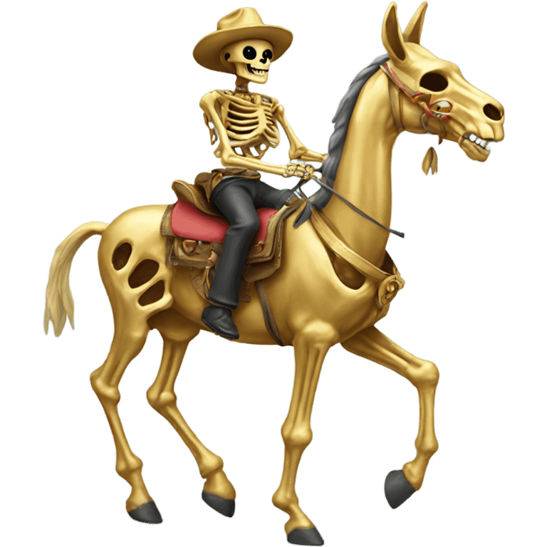 Golden skeleton riding donkey emoji