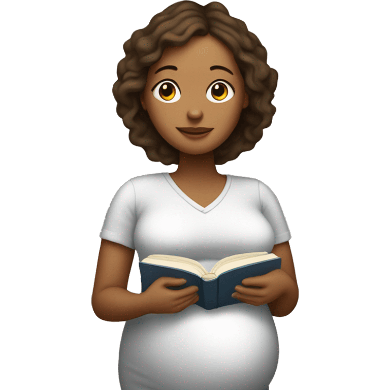 white pregnant woman with a book emoji