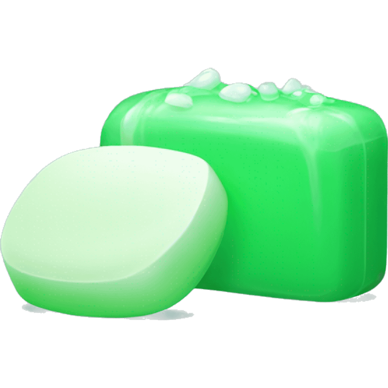 Bright green soap and lots of white foamGreen soap emoji