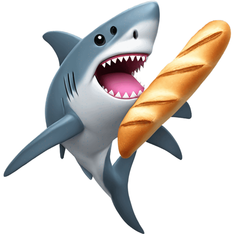 Shark with pink beret and baguette  emoji