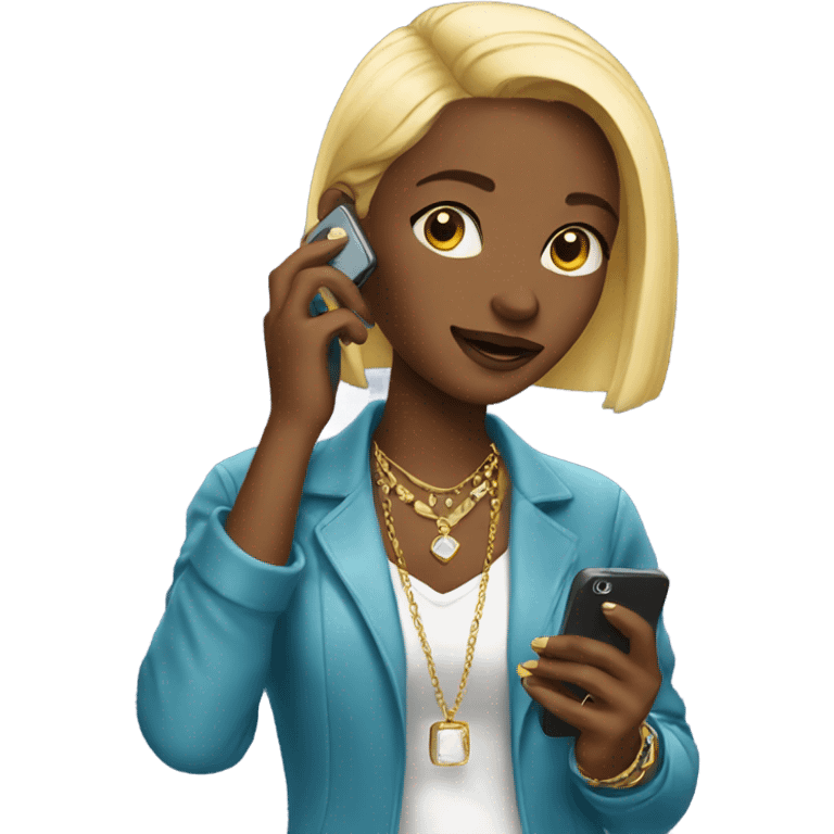 girl with phone and jewelry emoji