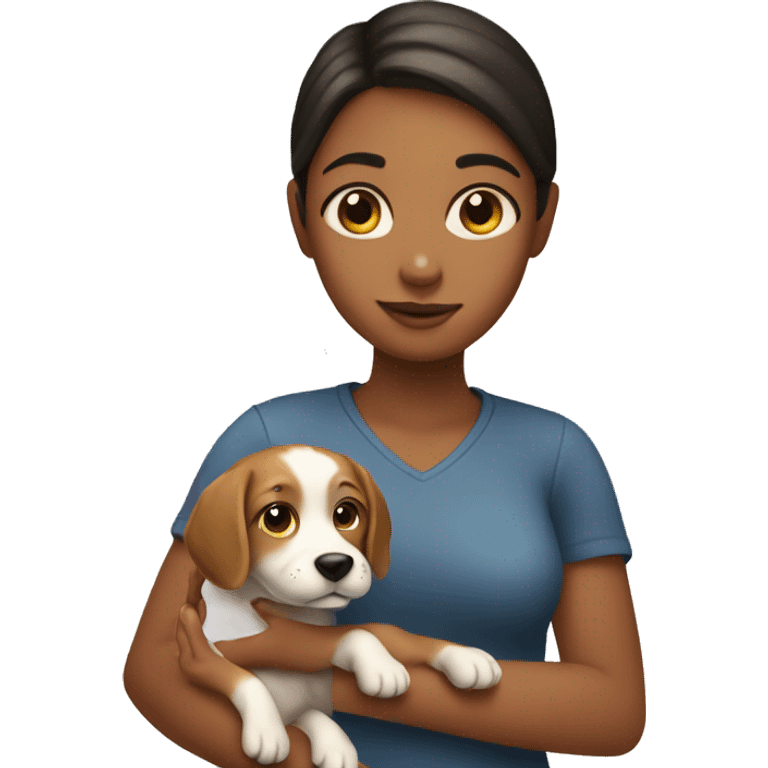 Girl With dog in a hand  emoji