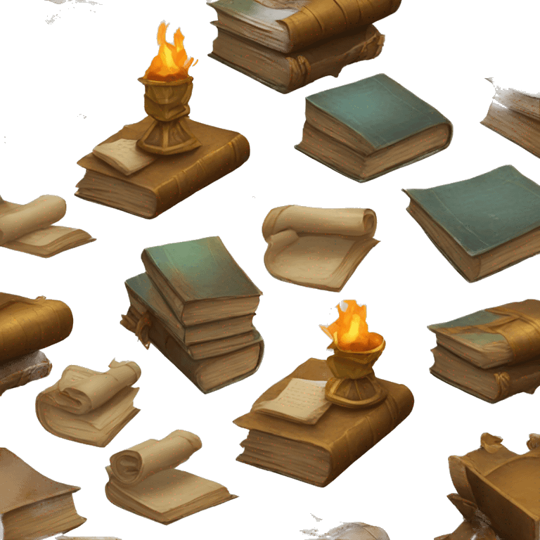 pile of books and scrolls, dungeons and dragons emoji