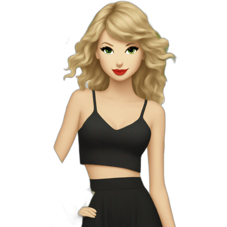 Taylor Swift in black with a snake emoji