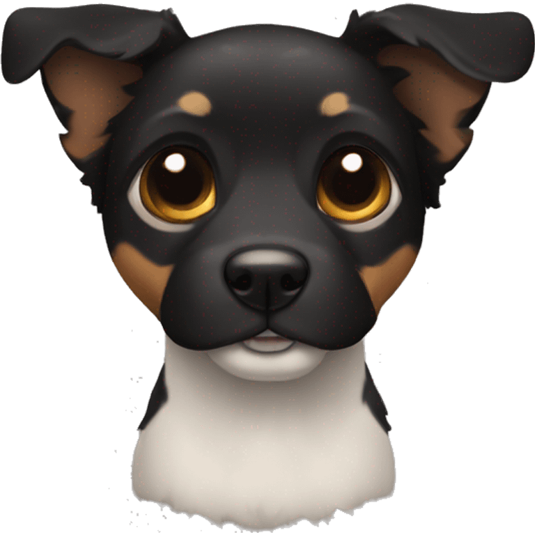 Perro pequeño negro con orejas peludas emoji