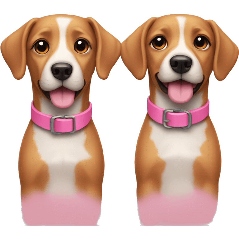 two dogs with pink collars emoji