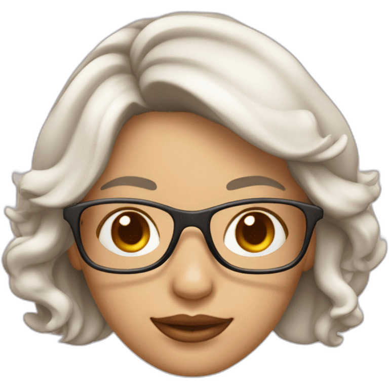 Mujer de Piel blanca con cabello rosa claro y lentes  emoji