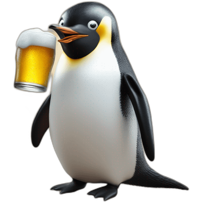 Penguin drkinking a beer on the moon emoji