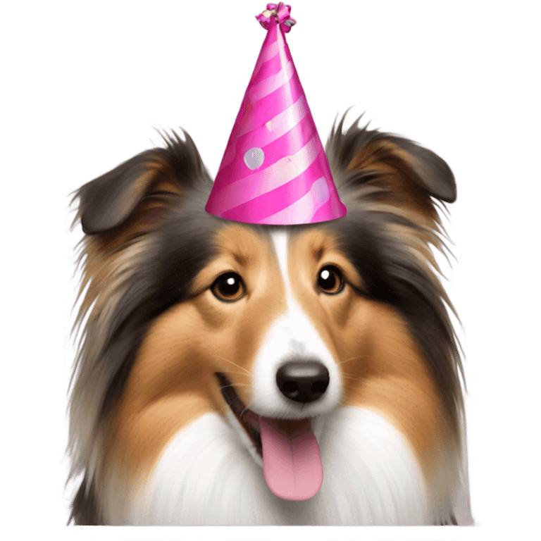 Sheltie wearing a party hat  emoji