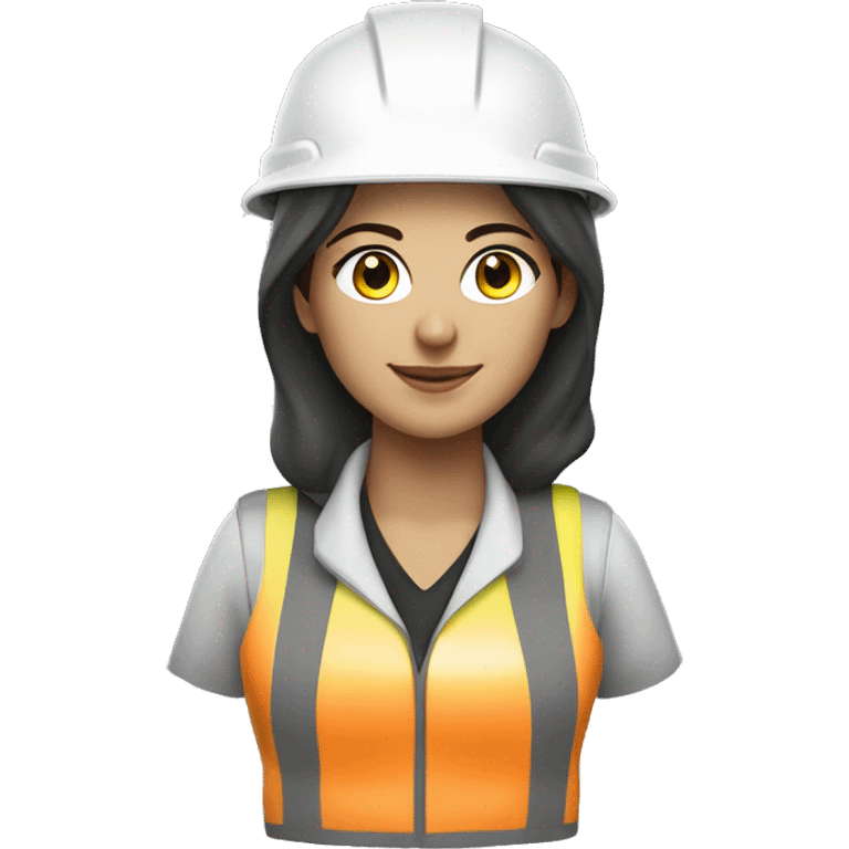 Turkish woman electrical engineer with white helmet and phosphorescent protection vest emoji