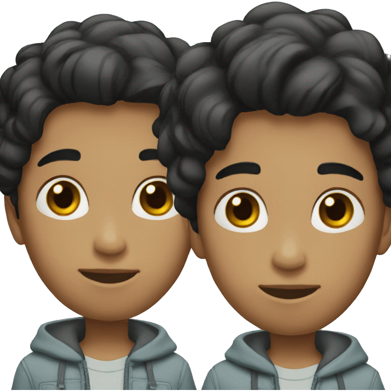 boy twins with black hair fair face emoji