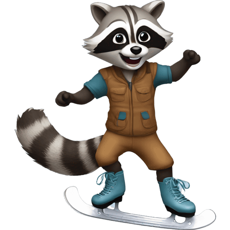 RACCOON, Rubber with beaseball bite , dancing on ice skates   emoji