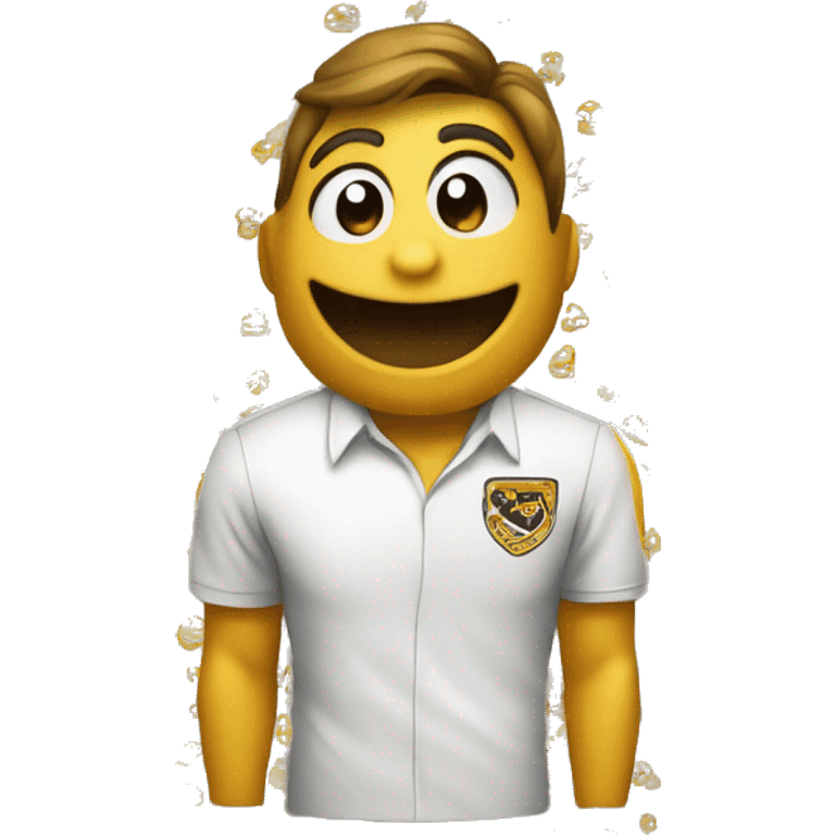 Emoji de la mascota universitaria de la UCV con su camisa del equipo celebrando  emoji